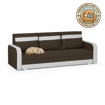 Produktbild von 3-Sitzer-Sofa mit Schlaffunktion CONDI - Braun/Weiß