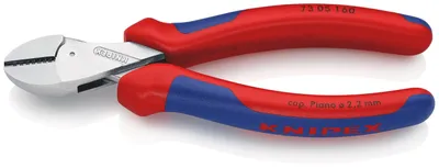 Produktbild von Knipex Seitenschneider Länge 160mm hochübersetzt schwarz atramentiert Kopf verchromt mit 2-Komponenten-Hüllen - 73 05 160