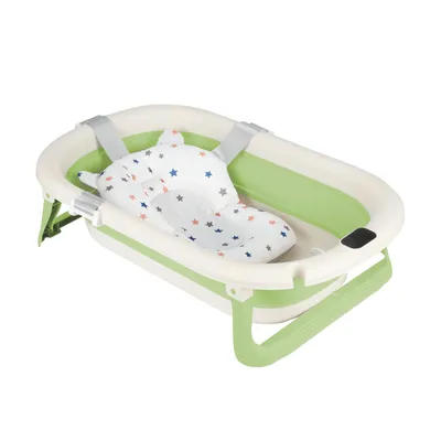 Image de Set de bain pour bébé Pliable avec thermomètre et coussin pour nouveau-né et bébé Vert
