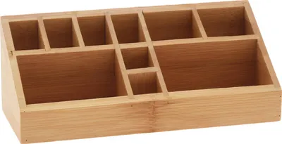 Produktbild von Organizer mit 10 Fächern aus Bambusholz für Schminke und Make-up