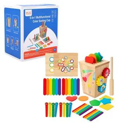 Produktbild von Motorik Lernspielzeug Holz Steckspiel Montessori Feinmotorik ab 3 Jahren