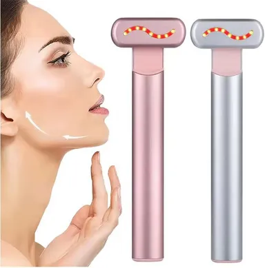Produktbild von EMS-Mikrostrom-Gesichtsstraffungsgerät Rotlicht-Gesichtsstab Augen- und Nackenmassagegerät Hautstraffung Anti-Falten Hautpflege-Beauty-Tool, rosa