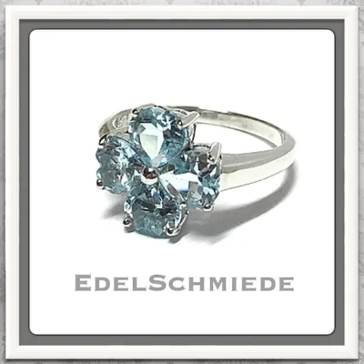 Produktbild von Edelschmiede925 feiner Ring in 925/- Sterling Silber mit Blautopas
