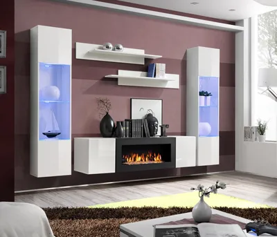 Immagine prodotto di Mobili moderni per il soggiorno, parete attrezzata di design, mensole a parete, mobile contenitore, arredamento
