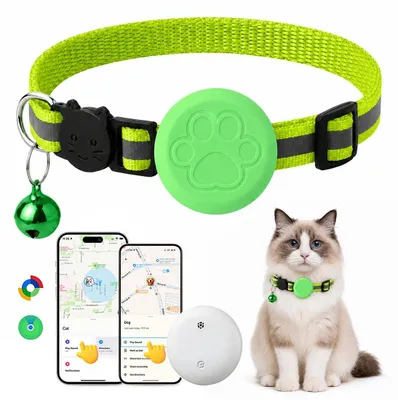 Leuchthalsband für Haustiere, wasserdicht, GPS-Tracker, iOS/Android (Grün)
