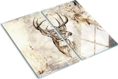 Produktbild von Tulup Glas-Herdabdeckplatte - 2x30x52cm - Glaskeramikkochfeld-Abdeckung Spritzschutz Zweiteilig Hirsch