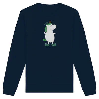 Produktbild von Mr. & Mrs. Panda Baumwoll Sweatshirt Einhorn Joker Größe M - French Navy - Geschenk, Rundhals Pullover, Sweater, Hofnarr, Einhörner, Pulli, Kasper, Unicorn, Mittelalter