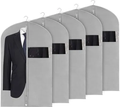 Obrázek produktu pro Velké, prodyšné tašky na oděvy pro skladování, 60 x 101 cm, 5 ks, šedé