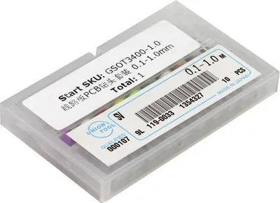 Obrázok produktu pre 10 kusov vrtákov z karbidu pre CNC frézovanie plošných spojov, priemer 0,1 – 1,0 mm, sada