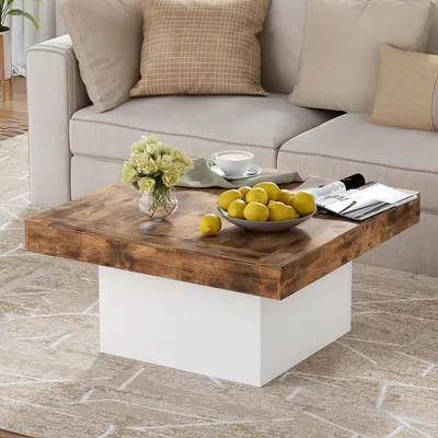 Productafbeelding van Salontafel - Koffietafel - Bijzettafel - Woonkamer Tafel - Huiskamer Meubel - Vierkant - Hout - 90x90x45 cm