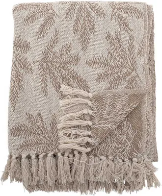 Produktbild von Bloomingville Decke GABRIELA Braun Beige Tannenzweige 160x130 cm Wolldecke Plaid