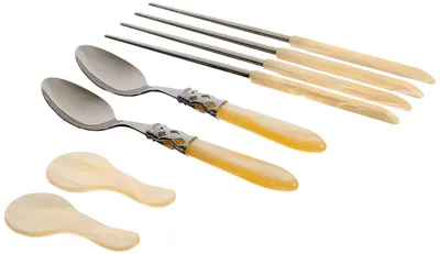 Essstäbchen-Set Aladdin, 6-teilig, Acryl/Edelstahl, Elfenbein