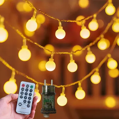 Zdjęcie produktu dla Światła dekoracyjne zewnętrzne - Oświetlenie ogrodu - Zasilanie elektryczne - 15 metrów, 100 diod LED - Ciepła biel