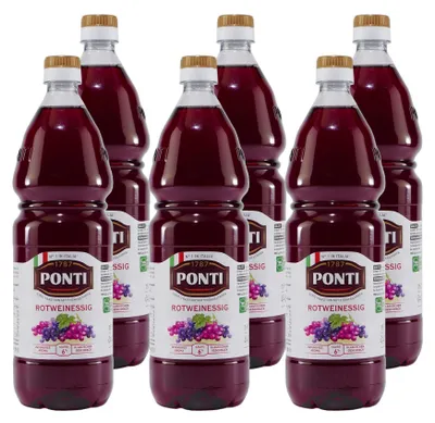 Produktbild von Ponti Rotwein-Essig 6% Säure (12 x 1,0L)