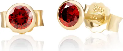 Produktbild von Paar 5,0mm 375 Gelb Gold 9 Karat Ohrstecker Zirkonia Granat Butterfly Verschluss