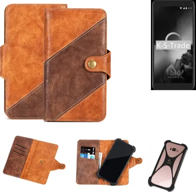 Produktbild von K-S-Trade Handyhülle Schutzhülle Bookstyle Case Wallet-Case kompatibel mit Alcatel 1X (2019) Cover Klapphülle Kantenschutz Smartphone dunkelbraun