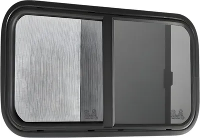 Produktbild von RV Schiebefenster 82 cm – Camper Fenster mit Fliegengitter & getöntem Glas – Aluminium Schwarz