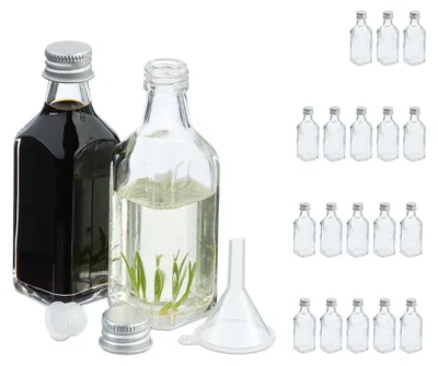 Zdjęcie produktu dla Zestaw 20 mini butelek szklanych 50 ml z zakrętką