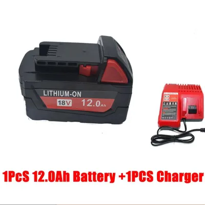 Obrázok produktu pre Sada batérií pre Milwaukee M18 - náhradná 18V lítiovo-iónová batéria s nabíjačkou - 12000 mAh, 12,0 Ah - batéria pre náradie - sada: 1 batéria + 1 nabíjačka