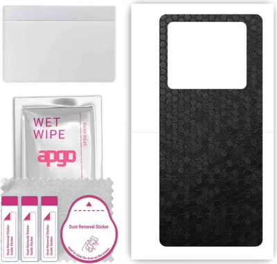 Produktbild von apgo Rückseite Schutzfolie, Skin, kompatibel mit Infinix Note 40 Pro, Hinten Displayschutzfolie aus Vinylfolie, kratzfest, einfache Montage - Schwarze Honigwabe