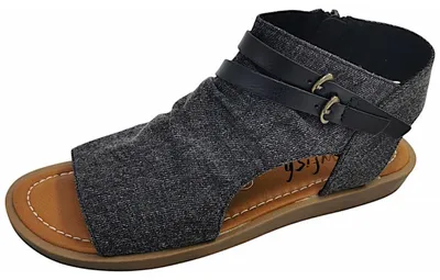 Image de Blowfish Denver, sandales plates pour femmes, couleur bleue, style décontracté
