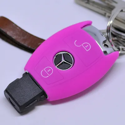 Produktbild von Auto Schlüssel Hülle Silikon Schutz Cover Pink kompatibel mit Mercedes Benz Sprinter W906 E C-Klasse 2 Tasten Smartkey
