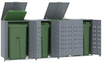 Image de Couvercle de poubelle – Couvercle de conteneur à déchets – Structure en acier robuste – Monté sur roues