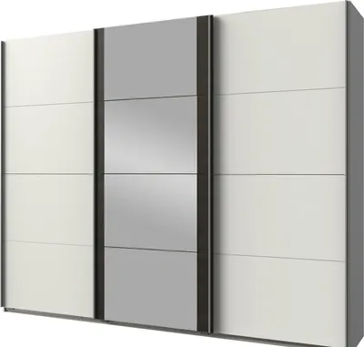 Immagine prodotto di Armadio ad ante scorrevoli Berna Armadio design selezionabile, bianco / acciaio grezzo, 225x64x210cm