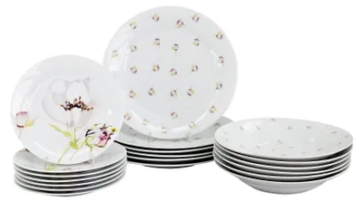 Image de Service de 18 assiettes en porcelaine Ronda Poetica, motif floral, par inspire