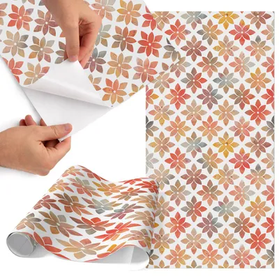 Produktbild von Möbelfolie 50x100 cm - Klebefolie Möbel - Selbstklebende Folie - Folie für Möbel - Möbelfolie Küche - Klebefolie Küche - Möbelfolie Schrank - Wasserdicht - Abwaschbar - Selbstklebend - Luftblasenfrei - Rückstandslos entfernbar - Herbstmosaik