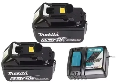Obrázok produktu pre Nabíjateľná batéria, kapacita 6,0 Ah, kompatibilná s elektrickými nástrojmi, 2 kusy, nabíjačka 6,0 Ah