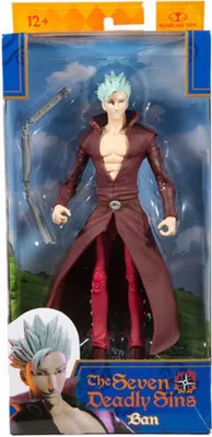 An action figure of Ban from The Seven Deadly Sins is displayed in its retail packaging.
