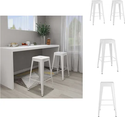 Produktbild von vidaXL Barhocker Stapelbar 2 Stk. Weiß Metall -  Barhocker