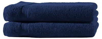 Produktbild von 2er Set Frottee Handtücher Elegance 50x100 cm 100% Baumwolle 500 gsm Handtuch navyblau