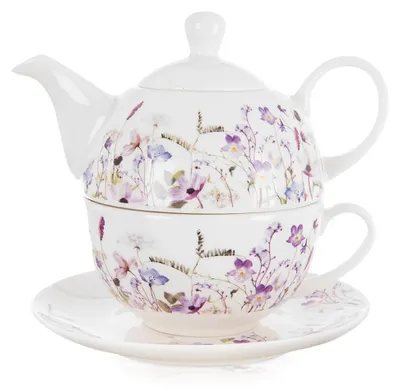 Obrázok produktu pre Sada čajového príboru z porcelánu LOUKA – s kvetinovým vzorom – 3-dielna