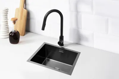 Produktbild von Spoelbak - Schwarz - 44,5 cm, 50 Watt, Edelstahl