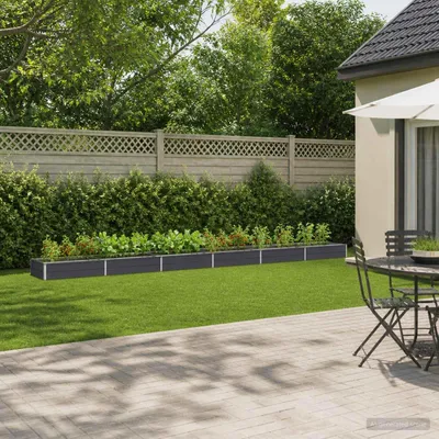 Image de Bordure de jardin surélevée, couleur anthracite, dimensions 600 x 80 x 24 cm