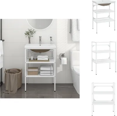 Produktbild von vidaXL Badezimmer-Waschtischgestell mit Waschbecken Weiß Eisen -  Badezimmerwaschtische