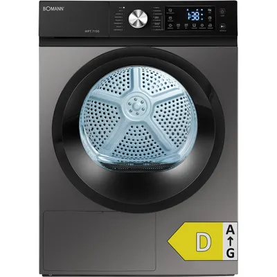 Zdjęcie produktu dla Bomann WPT 7155, Wolnostojący, Od przodu, Pompa grzewcza, Tytan, Przyciski, Obrotowy, 8 kg