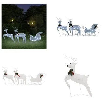 Produktbild von vidaXL Rentier mit Schlitten Weihnachtsdekoration 60 LEDs Outdoor Weiß - LED-Rentier - LED-Rentiere - Weihnachtsdeko Rentier - Weihnachtsdeko Rentiere