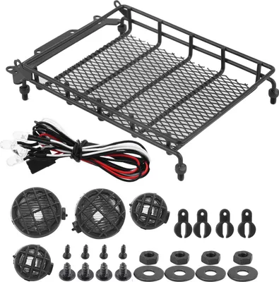 Zdjęcie produktu dla Metalowy bagażnik dachowy z oświetleniem LED dla MN 1/12 RC Crawler MN90 / MN90Kblack