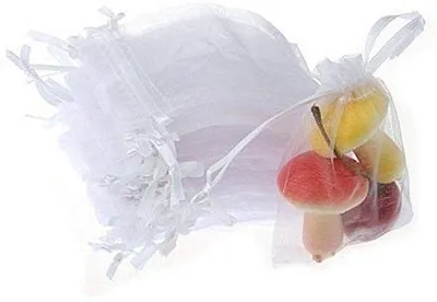 Produktbild von Organza-Beutel 50er-Pack - Kleine Beutel 9 x 7 cm - Geschenkbeutel - Süßigkeitenbeutel - Hochzeit/ Geburtstag - Mit Riemen
