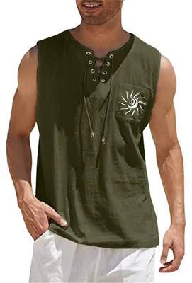 Produktbild von Tanktop aus Baumwolle und Leinen für Herren, ohne Ärmel