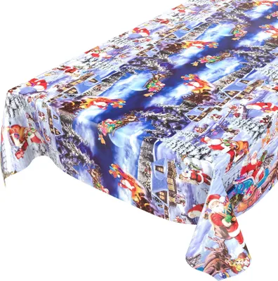 Produktbild von Tischdecke Wachstuch Weihnachten Blau Robust Wasserabweisend Breite 140 cm Länge 100 cm