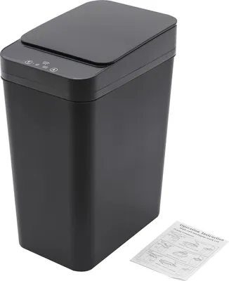 Obrázek produktu pro Bezdotykový odpadkový koš, automatický senzor, prostorově úsporný design, černý, 8 l