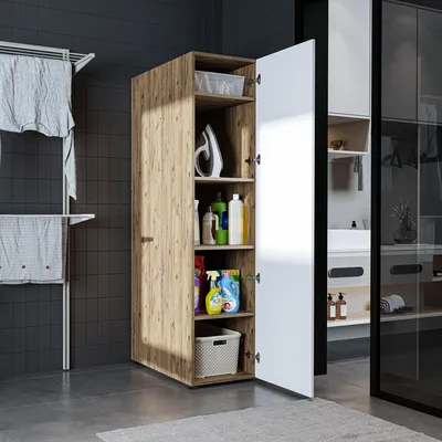 Immagine prodotto di Roomart • Armadio alto DORA, larghezza 45 cm • Bianco • Rovere bianco • Rovere • Rovere antracite