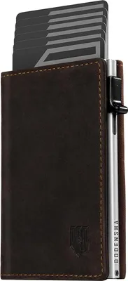 Produktbild von Slim Wallet Herren RFID Schutz Münzfach 10 Karten Magnetisch BraunSilber