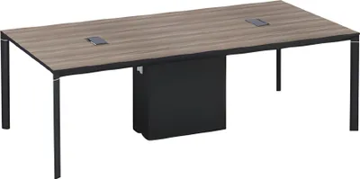 Produktbild von Konferenztisch Modern Holzoptik Schwarz mit Kabelmanagement Besprechungstisch