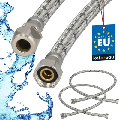 Productafbeelding van KOTARBAU® 2 Stuks Flexibele Aansluitslang 3/8"x3/8" Aansluitslang Armatuur 100 cm Wartelmoer x Knelkoppeling  Roestvrijstalen Aansluitslang