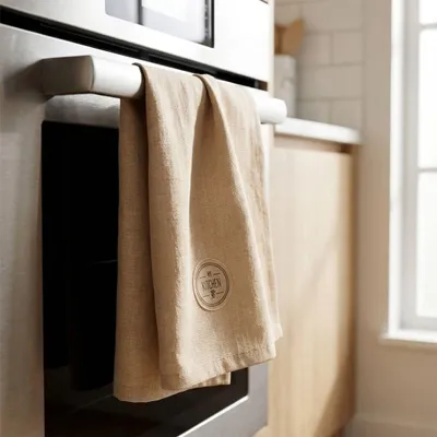 Image de Torchons de cuisine en coton, beige, 70 x 50 cm, lot de 2